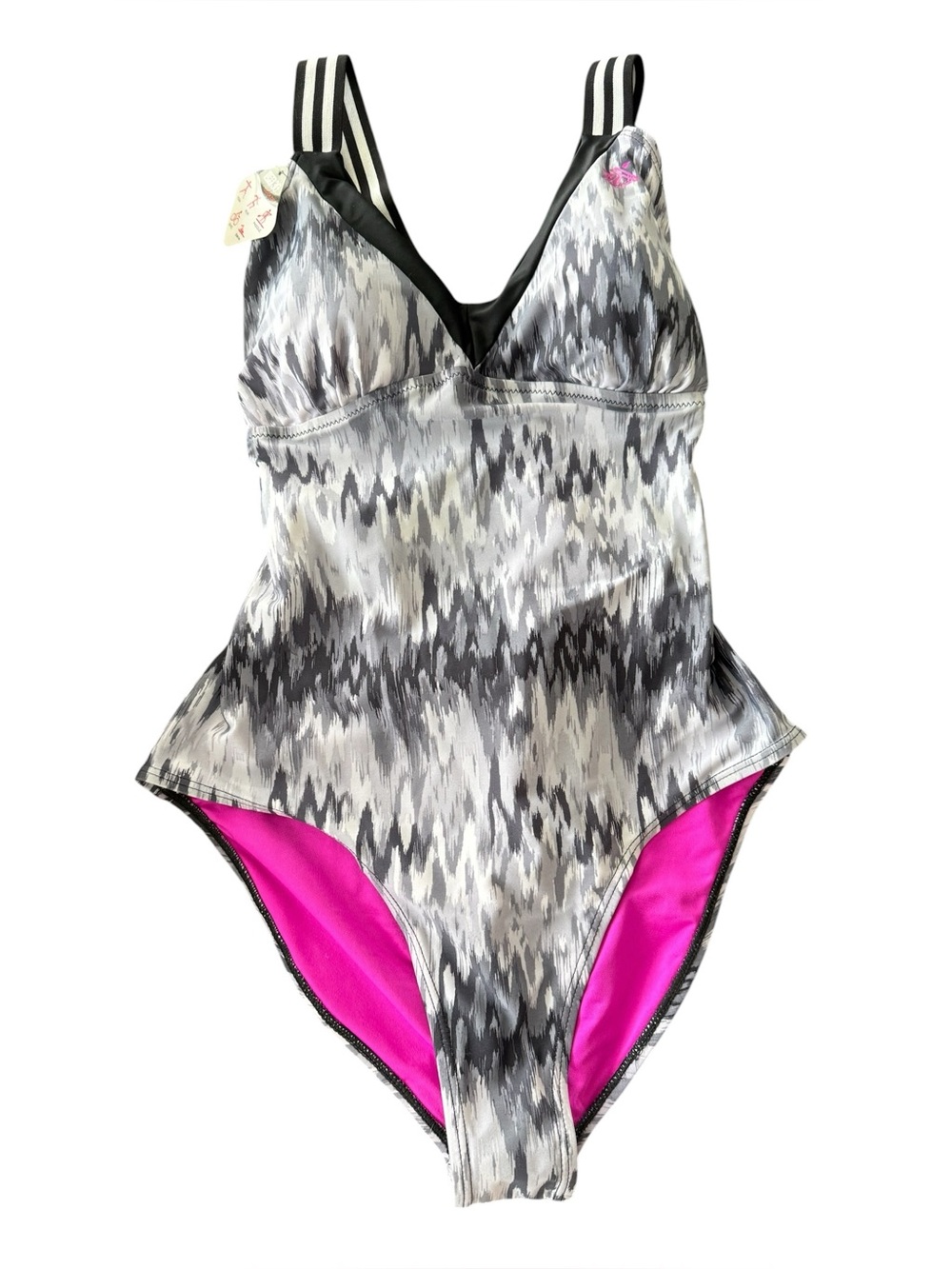 ZeroXposur Aurora One-Piece Swimsuit Gray Black White Abstract Print Size L